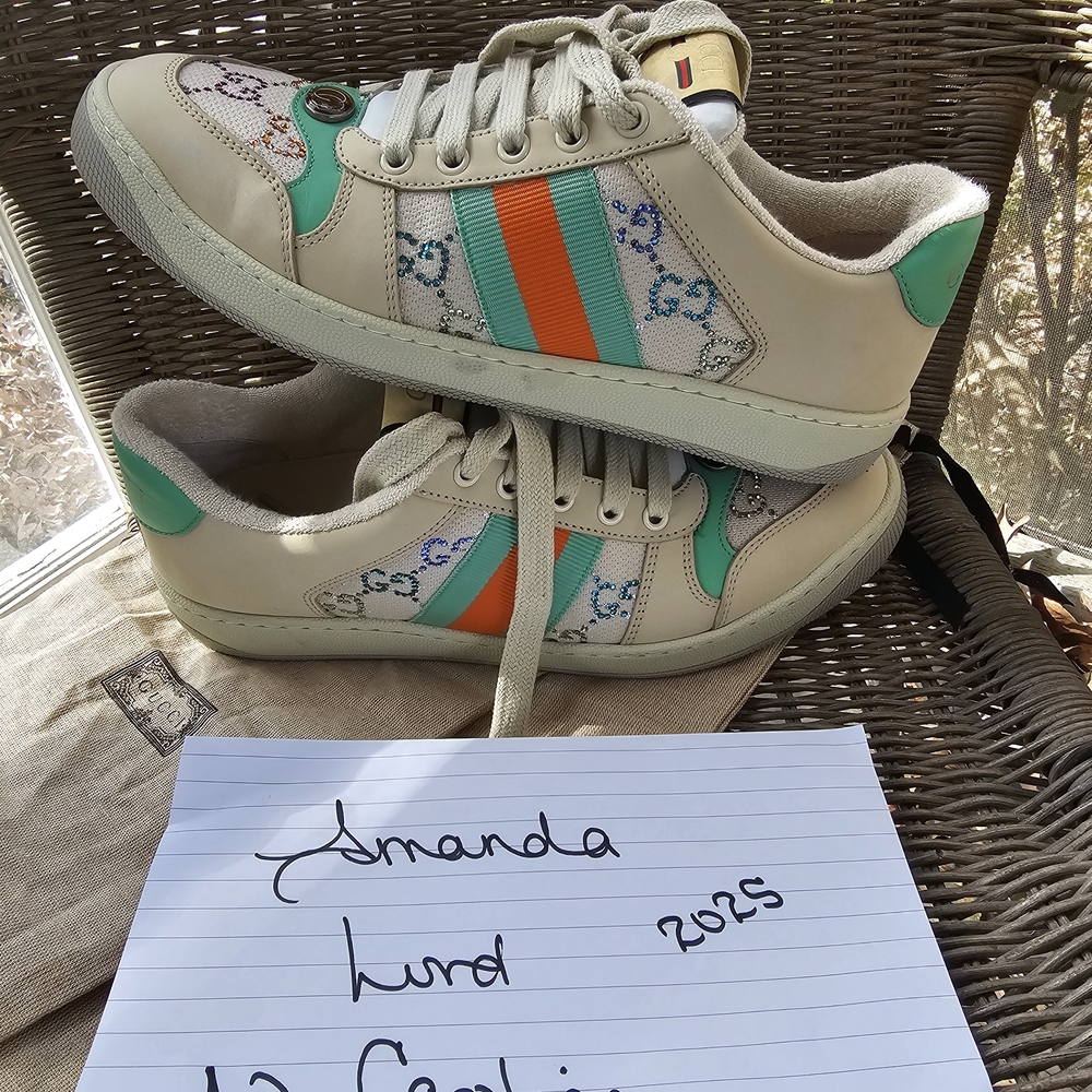 Gucci Cream and Green Athletic Shoes